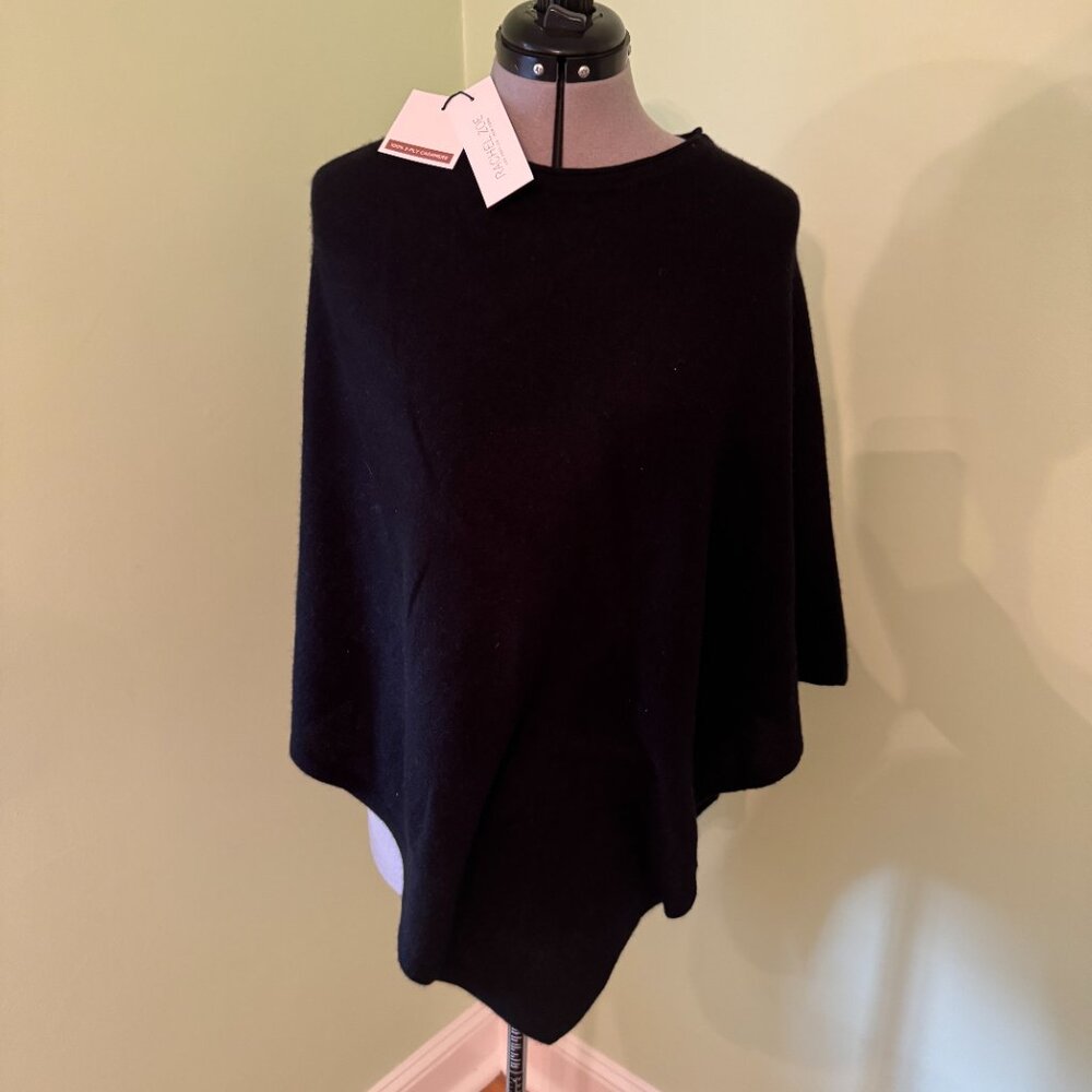 $159 NWT RACHEL ZOE 100% Cashmere Black Poncho Wrap Scarf - Shawl one size